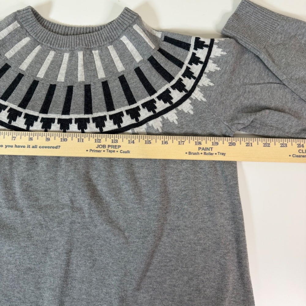 Eddie Bauer Women Medium Gray and Black Ski Cascadia Crewneck Sweater Fair Isle - Picture 6 of 10